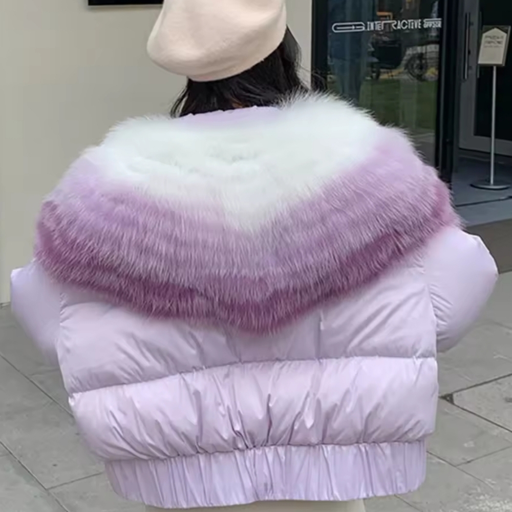 White Goose Down Coat Real Fox Fur Collar Coat Thick Fashion 2025 New Winter - Picture 12 of 12